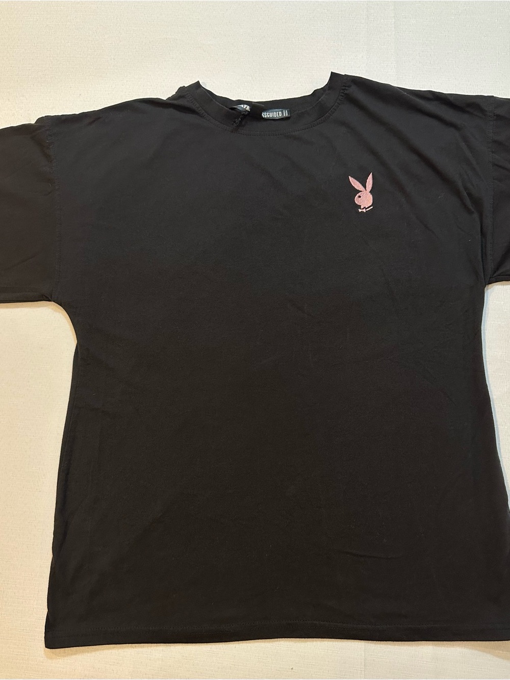 Playboy x Missguided Black Embroidered Bunny Tee US 4